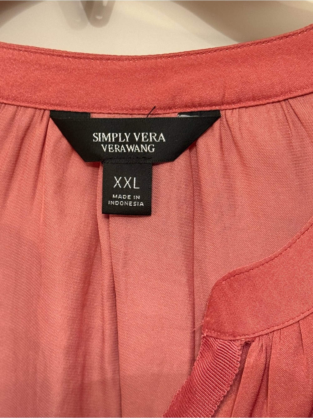 NWT Simply Vera Vera Wang XXL Dusty Coral Rust Blouse Long Sleeve - Picture 2 of 4